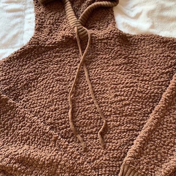 Zenana Premium Popcorn Hooded Sweatshirt In Mocha - Picture 8 of 8